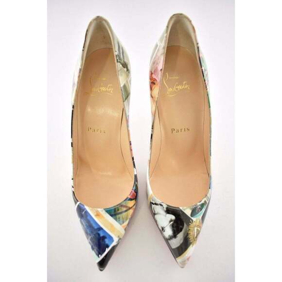 Christian Louboutin Pigalle Follies 100 Patent Collage Black Blue Heel Pump 36 - Picture 7 of 12